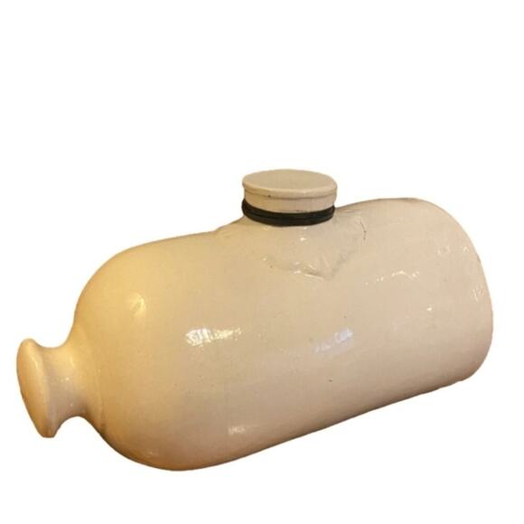 Antique 2 Quart Stoneware Carriage Foot Warmer Bed Warmer Lovatt Langley Ware En - Picture 1 of 8